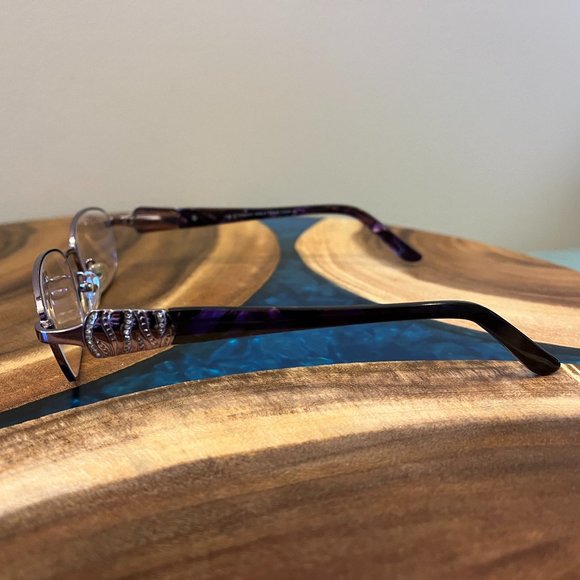 Lady M Collection AMELIA Eyeglasses Frame 51-17-135 Lilac with Rhinestones - Picture 6 of 11